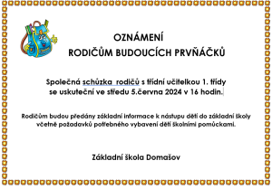 Oznámení pro rodiče